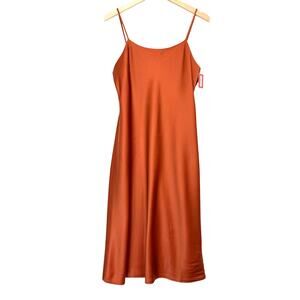 SPANX Carefree Reversible Slip Dress M Sedona Rust Crepe / Satin Minimalist NEW